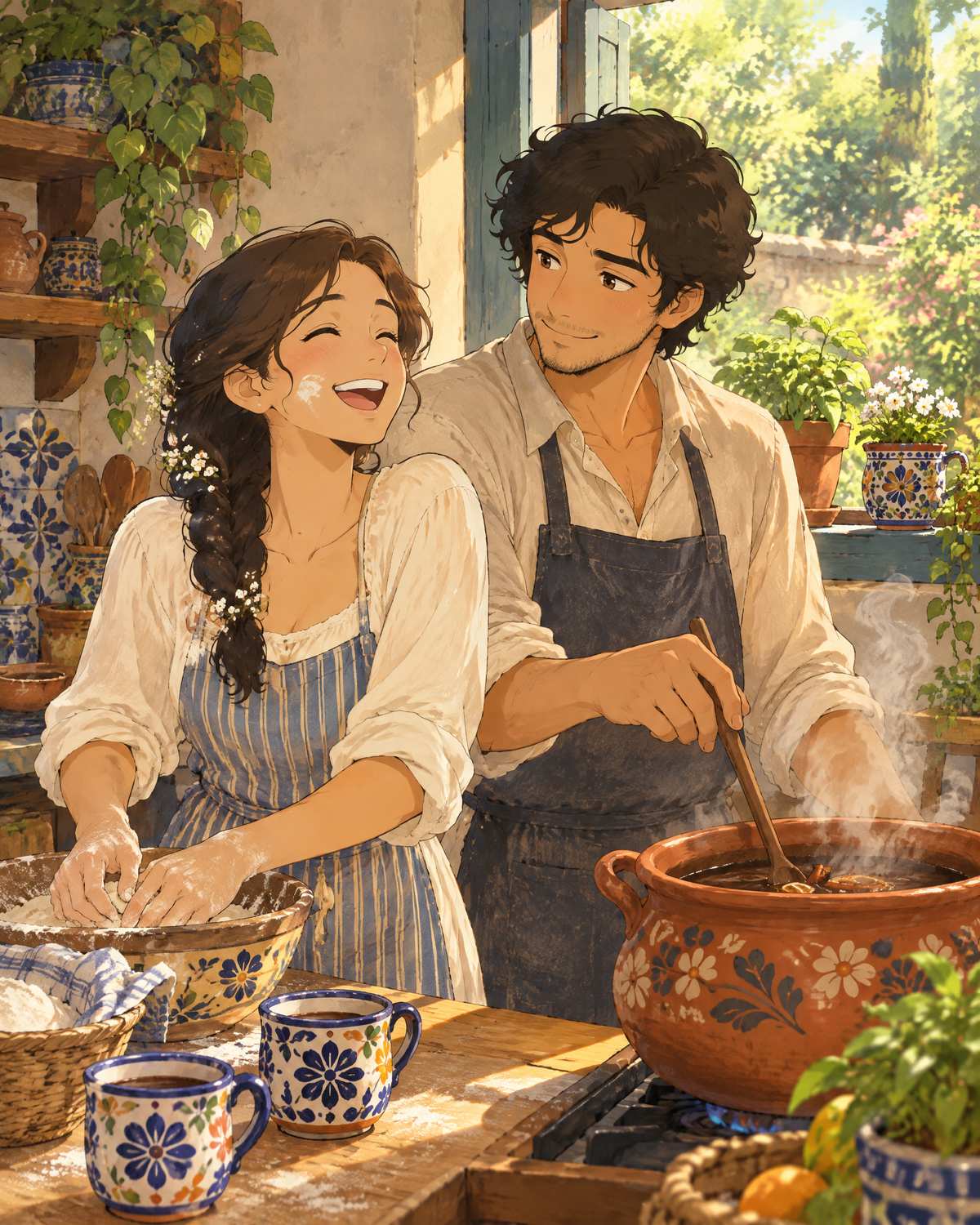 Lucía y Mateo cocinando juntos